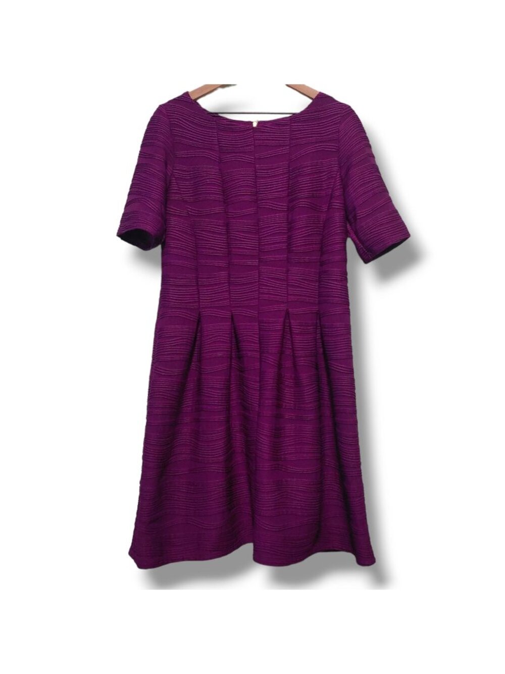 Melonie dress womens 14 purple above-knee fit and flare textured short-sleeve